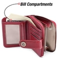 thumbnail image 4 of Small Wallet for Women Genuine Leather RFID Blocking Wallet Bifold Purse Zipper Pocket Card Holder with ID Window - Wine Red, 4 of 7