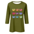 thumbnail image 3 of CaiJunJia Long Sleeve Tops,Womens Tops Casual Seven Quarter Sleeve Shirts Crew Neck Loose Casual Blouses Love Graphic Print Tshirts, 3 of 3