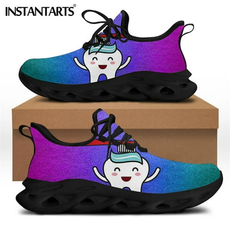 

Gradient Dental Shoes Funny Tooth/Teeth/Dentist Print Flat Women s Sneakers Walking Shoes Casual Lace-up Footwear