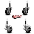 thumbnail image 2 of 3 Inch Black Poly Wheel Swivel 3/4 Inch Expanding Stem Caster Set 2 Brakes SCC, 2 of 2
