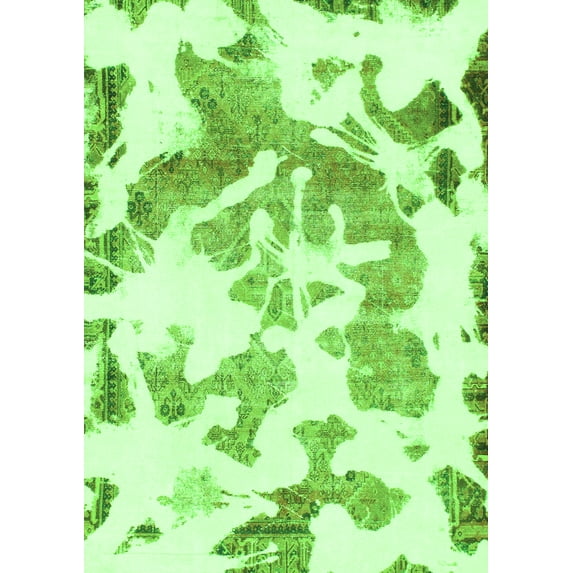 Ahgly Company Indoor Rectangle Abstract Green Modern Area Rugs, 3' x 5'