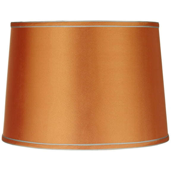 Springcrest Sydnee Satin Orange Medium Drum Lamp Shade 14" Top x 16" Bottom x 11" Slant x 11" High (Spider) Replacement with Harp and Finial