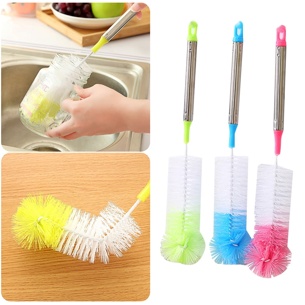 Masteelf Nylon Bottle Brush with Long Handle for Cleaning Baby Bottles Mugs Wine Glasses 2pcs Assorted Color