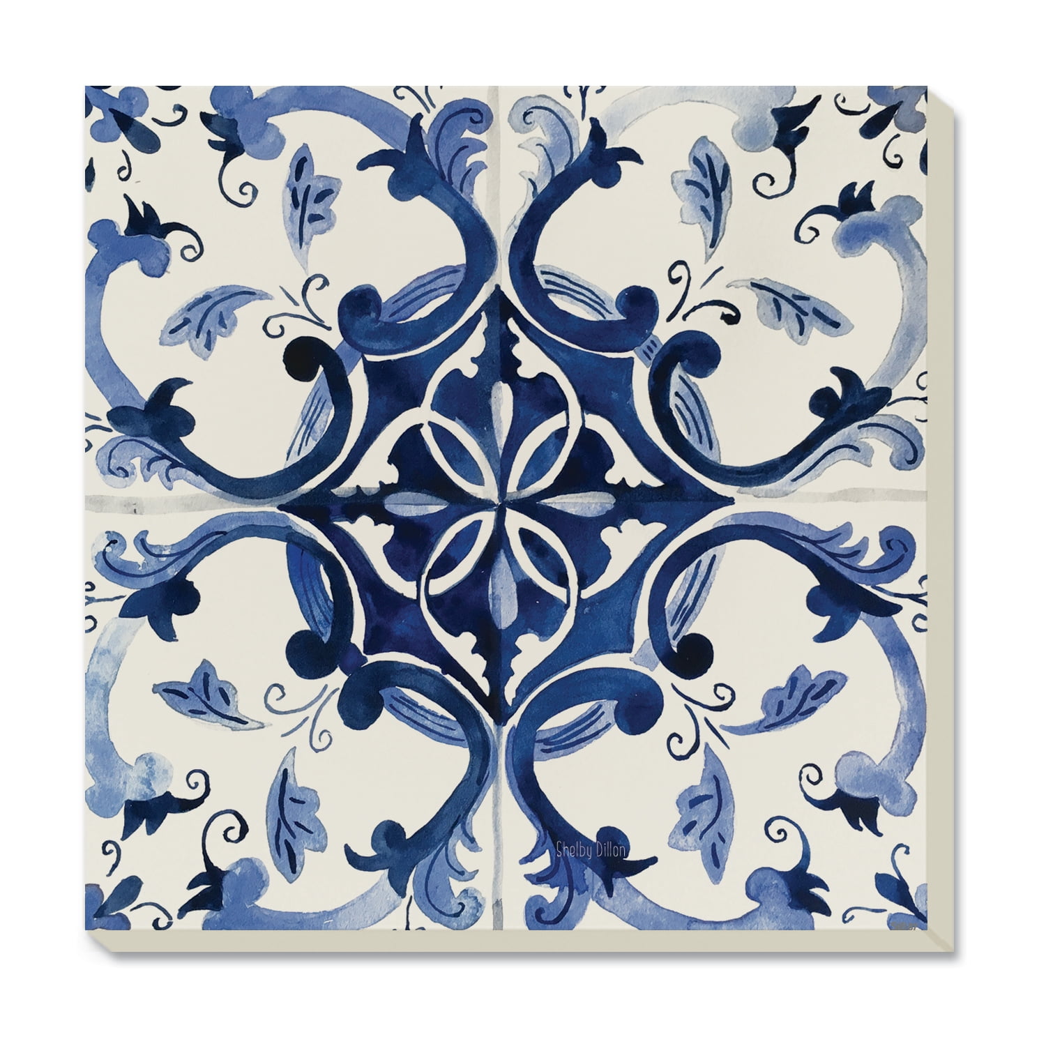 C CONIMAR GROUP LLC Conimar Tuscan Stoneware with Cork Bottom Coaster, in Blue and White, 4Pk
