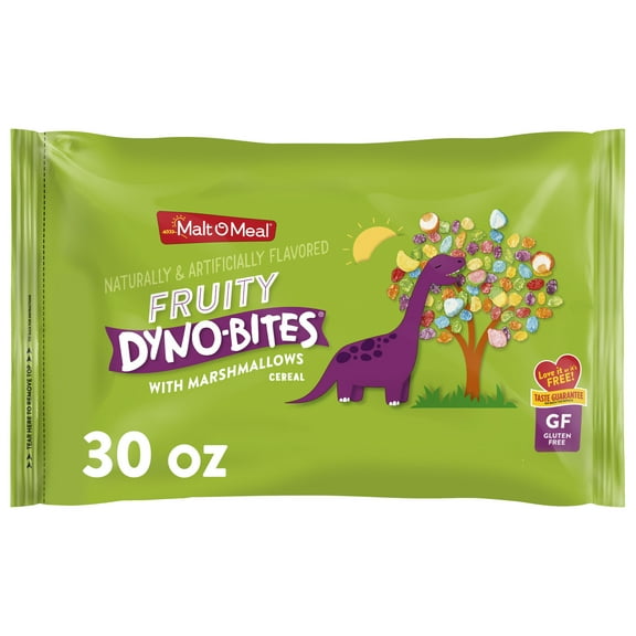Malt-O-Meal Fruity Dyno Bites with Marshmallows, Gluten Free Cereal, Crunchy 30 oz Resealable Bag