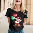 thumbnail image 2 of Women Christmas T Shirts Funny Cute Xmas Deer Print Round Neck Short Sleeve Tee Tops Trendy Casual Holiday Pullover Blouses, 2 of 4