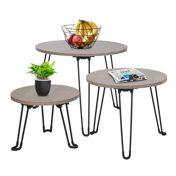 Yosoo Foldable Round Coffee Table Modern Wood End Side ...