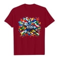 thumbnail image 5 of DORKASM Soccer Cup Jersey for Women Short Sleeve National Flag Color Block Print Comfy Tshirt Crew Neck Basic Soccer Ball Graphic T-Shirt Spain Brazil Argentina France Germany Portugal Wine M, 5 of 6