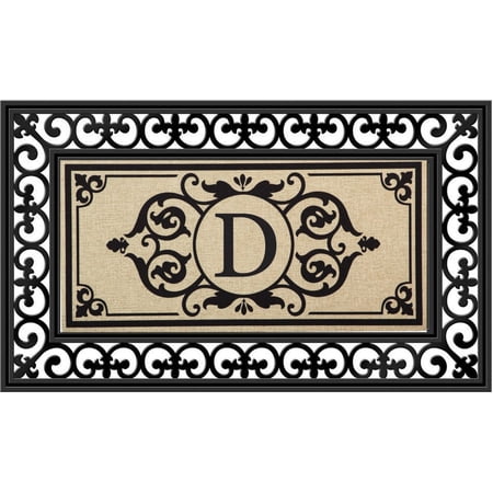 Evergreen Flag Seasonal Sassafras Interchangeable Mat and Tray Cambridge Monogram Burlap , Letter D