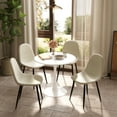 thumbnail image 1 of Homy Casa Set of 4 Modern Dining Chairs with Metal Legs and Upholstery Seats for Kitchen Café, Cream Fabric, 1 of 10