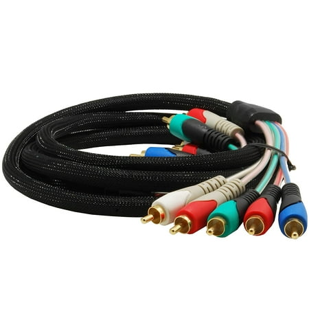Component Video Cable Gold Plating - Mediabridge Component Video Cables with Audio (6 Feet) - Gold Plated RCA to RCA - Supports 1080i - (Part# 70-040-06B )