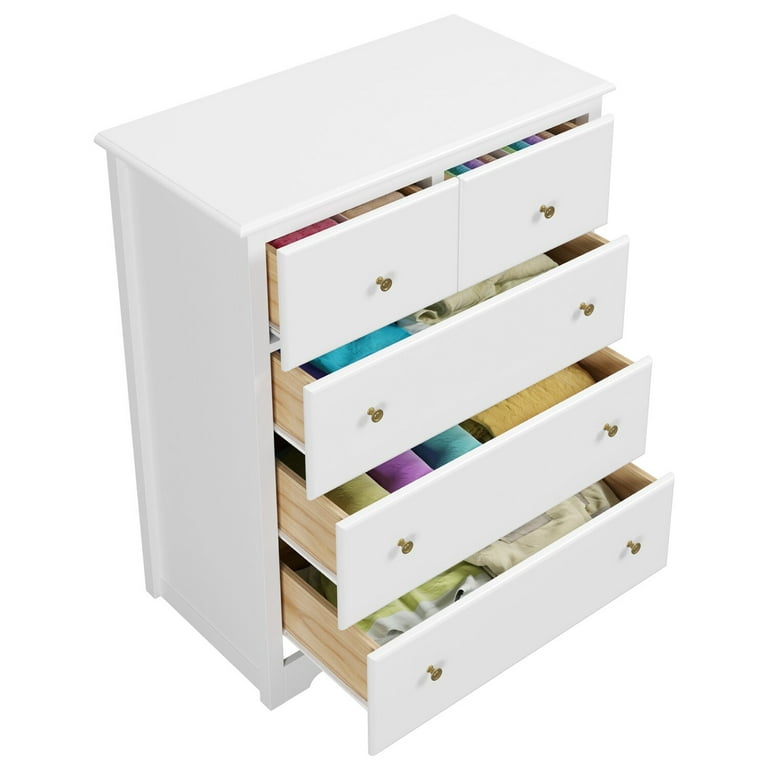 Homecho White Dressers for Bedroom Modern Storage Cabinet with 5