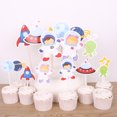 thumbnail image 3 of KAKOWELY 16 adornos para cupcakes de astronauta espacial, decoración para tartas, fiestas temáticas espaciales, fiestas de cumpleaños infantiles, baby shower, tamaño pequeño., 3 of 5