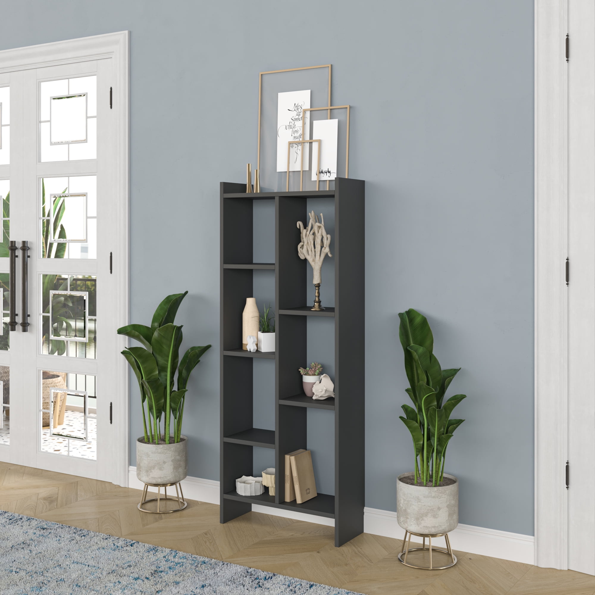 Ada Home Décor Eden 4 Tier Shelf Bookcase, Anthracite