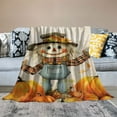 thumbnail image 2 of PRATYUS Scarecrow Pumpkins Fall Decorations Flannel Blanket Lightweight Anti-Wrinkle All Seasons Comfort Gift for Bed and Outdoor Use 60x80in, 2 of 6