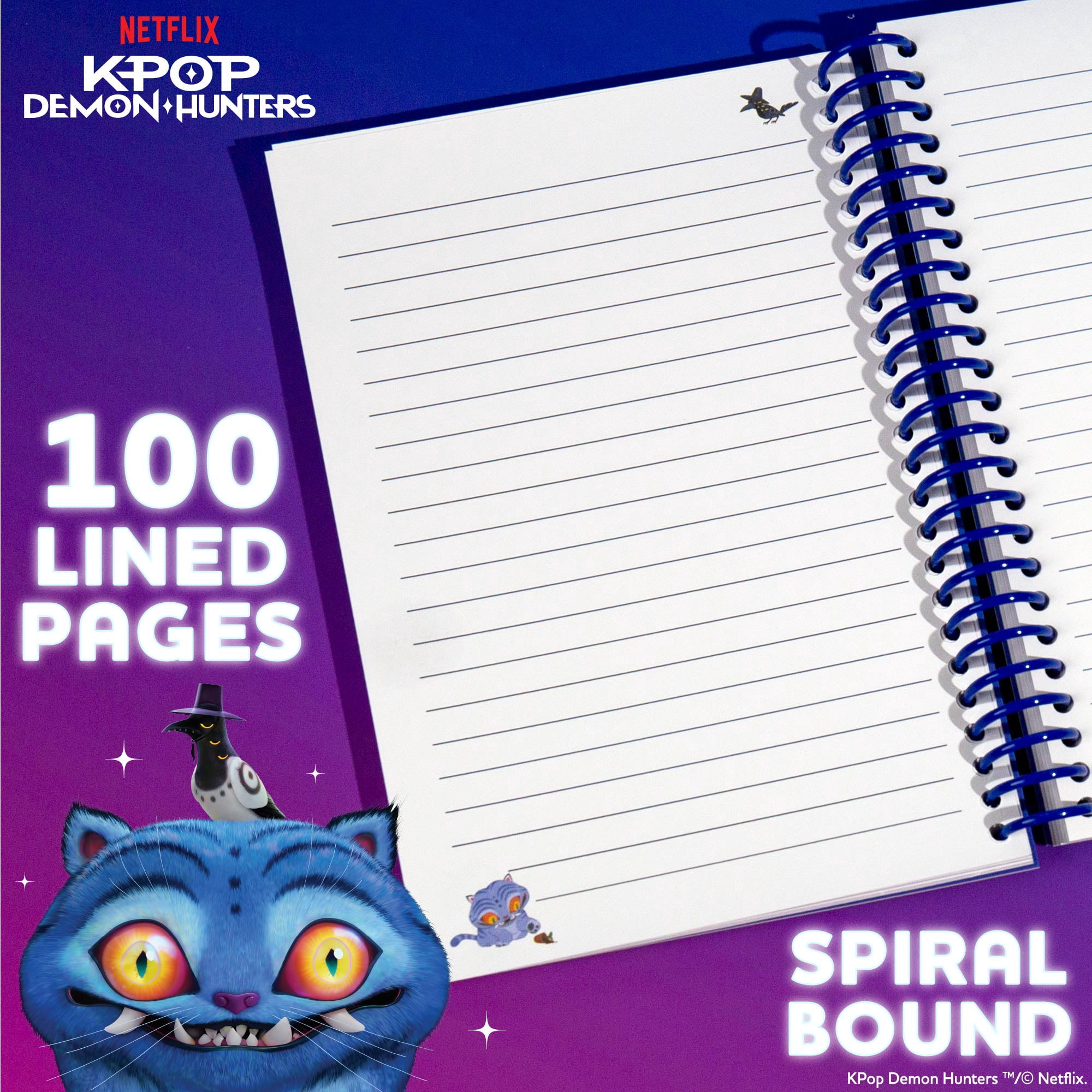 Netflix KPop Demon Hunters™ Spiral Bound Journal, Derpy Edition, 100 Lined Pages