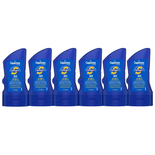 Crema solar Coppertone Sport Loción SPF 30 90 ml (paquete de 6)