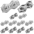 thumbnail image 1 of HUGFEGWE 12Pcs M4 304 Stainless Steel Double Wire Rope Clip Cable Clamps for 5/32 Inch Diameter Wire Rope CJB91-55184, 1 of 5