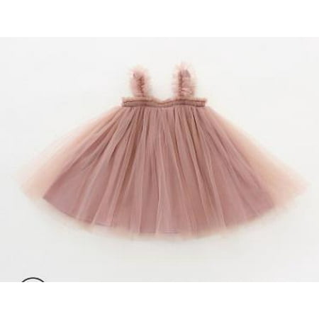 

Toddler Infant Summer Tulle Slip Princess Dress Baby Girl Casual Style Sleeveless Layered One-piece (Pink Grey Black Peacock Blue) 1-5Years