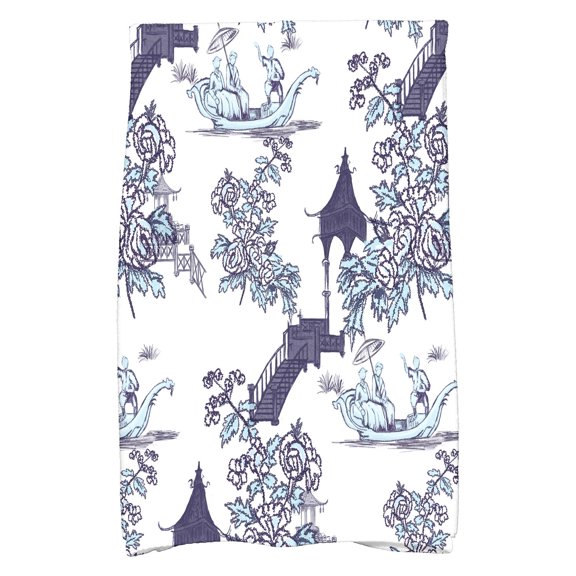 E by Design Palm Beach China Old Floral Print Hand Towel