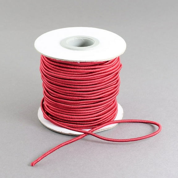 1 roll Round Elastic Cord with Nylon Outside and Rubber Inside Dark Red 2mm 32.8 yards(30m)/roll