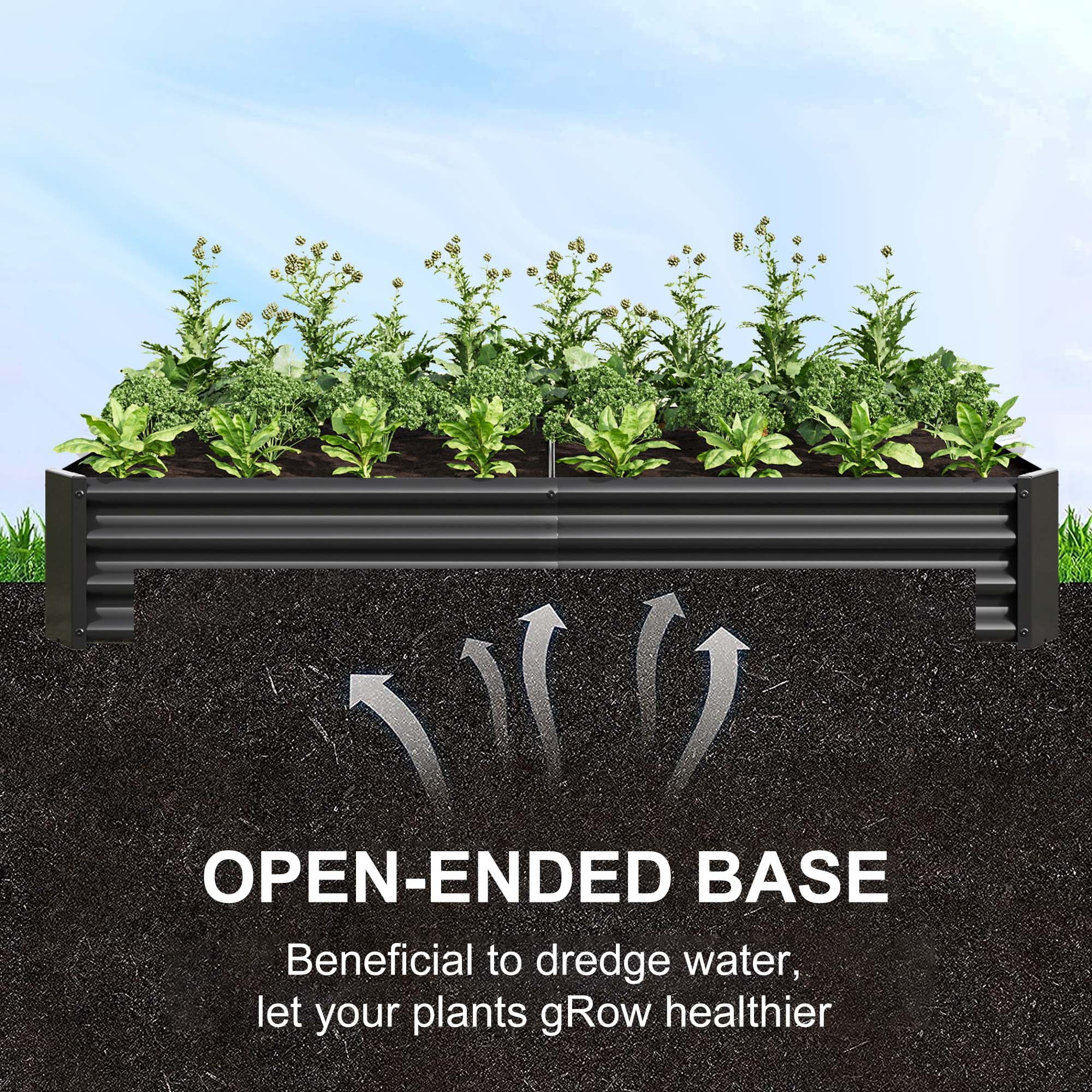 Aukfa Raised Garden Bed Outdoor, Large Heavy Metal Planter Box Steel Kit for Vegetables Flowers Herb, 6 ft x 3 ft, Black