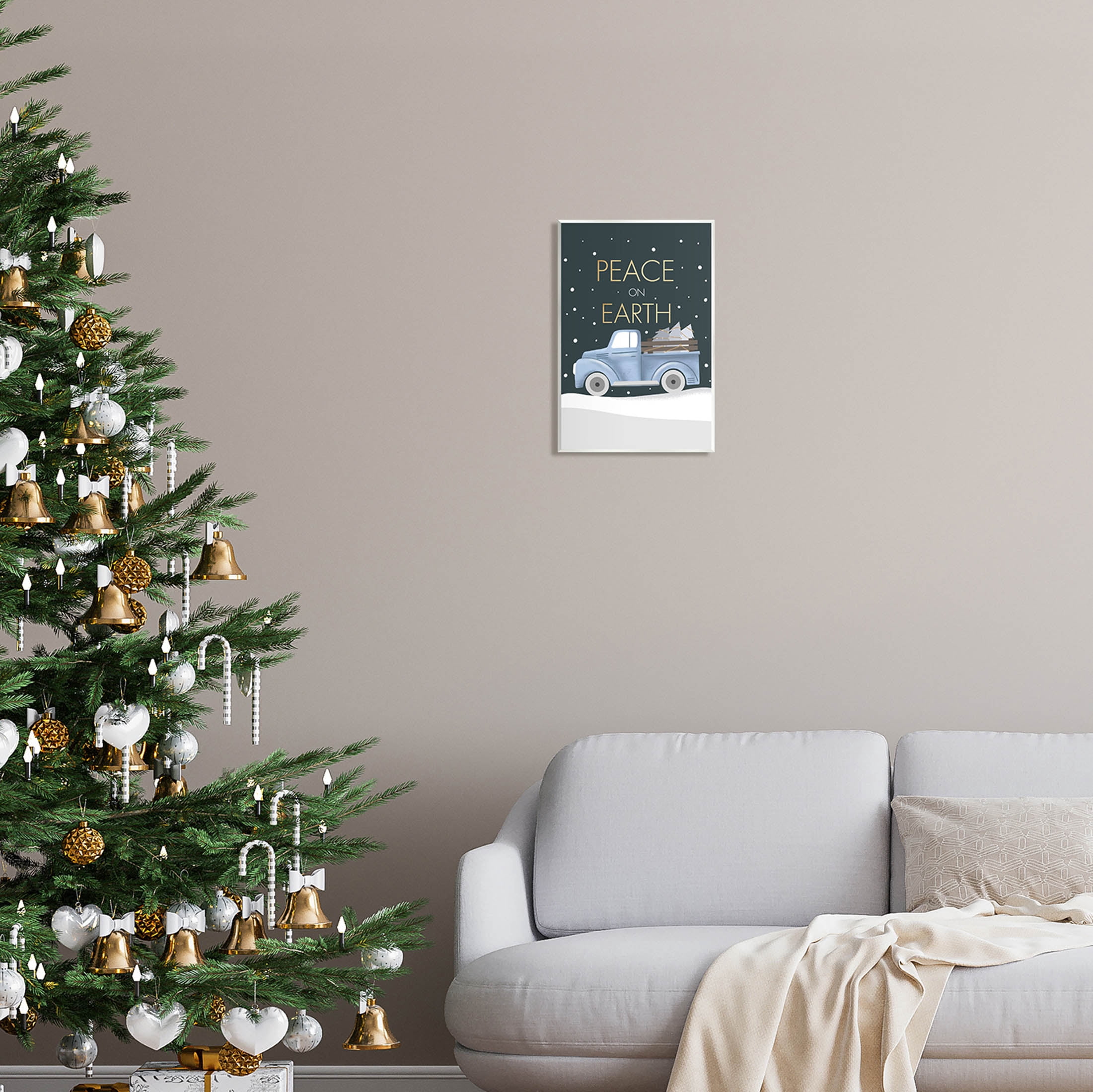 Stupell Industries Peace On Earth Snowy Truck Graphic Art Unframed Art Print Wall Art, Design by Louise Allen Designs