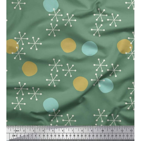 Soimoi Cotton Duck Fabric Geometric & Polka Dots Print Sewing Fabric Yard 42 Inch Wide