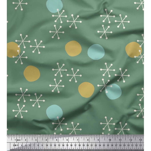 Soimoi Poly Georgette Fabric Geometric & Polka Dots Printed Craft Fabric by the Yard 52 Inch Wide