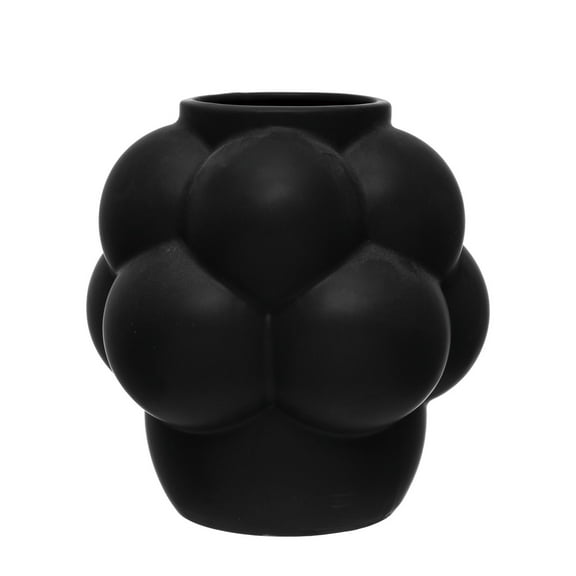 Creative Co-Op Decorative Stoneware Vase with Raised Dots and Matte Finish, Black
