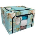 thumbnail image 1 of EREHome summer seashells border wooden board Storage Bag Clear Window Storage Bins Boxes Large Capacity Foldable Stackable Organizer With Steel Metal Frame For Bedding,Clothes,Closets, Bedrooms, 1 of 3