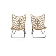 thumbnail image 2 of Fordy Outdoor Chair Set of 2- Curved Seat- Brown Rattan- Black Metal, 2 of 5
