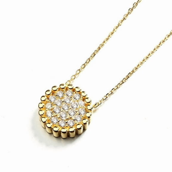 14k Gold over Sterling Silver Studded Crystal Pendant Necklace