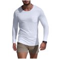 thumbnail image 1 of Chemise d'Exercice Décontractée pour Hommes, Couleur Unie, Manches Longues, Col Rond, Couche de Base, Évacuation de l'Humidité, 1 of 8