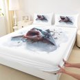 thumbnail image 4 of jejeloiu 3D Shark Print Bed Sheets,Ocean Animals Full Size Sheets For Boys,White Red,4-Piece,1 Flat Sheet, 1 Fitted Sheet and 2 Pillowcases, 4 of 6
