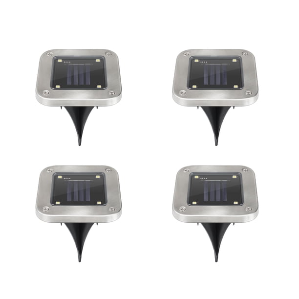 Luces solares para suelo, paquete de 4, impermeables, para exteriores, en el suelo, para paisajes, caminos, luces con sensor de disco para jardín, patio, pasarela, césped, entrada de vehículos, patio