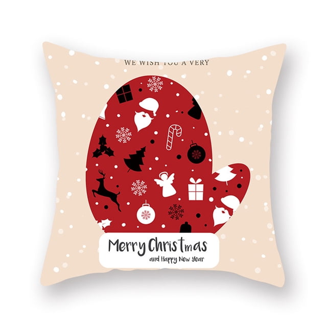 Billuyoard Funda de almohada de 2 piezas con estampado de elementos navideños, decoración de funda de almohada de poliéster lavable para sofá, funda de Kits de decoración para fiestas B-06715 Billuyoard HA007819-15