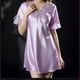 thumbnail image 2 of Ropa de noche de encaje de seda de hielo de manga corta para mujer, vestido de lencería de satén para dormir, camisones para mujer, 2 of 3