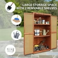thumbnail image 3 of 60.6" Storage Cabinet, Wooden Garden Shed with Rattan Doors & Waterproof Roof for Garden, Lawn, Patio - Brown, 3 of 8