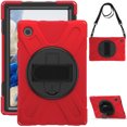 thumbnail image 2 of XYX Case for Samsung Galaxy Tab A8 10.5 inch SM-X200/SM-X205 with 360 Degree Rotating, Hand Strap, Shoulder Strap, Red, 2 of 7