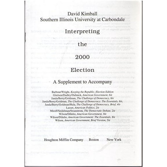 Pre-Owned Political Science American Government 2000 Election Supplement, Eighth Edition Paperback