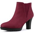 thumbnail image 1 of Unique Bargains Women's Round Toe Chunky Heels Chelsea Ankle Boots, 1 of 6