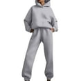 thumbnail image 2 of Women's 2 Piece Outfits Casual Long Sleeve Hoodies Baggy Straight Leg Sweatpants Lounge Workout Tracksuits Light Gray S, 2 of 7