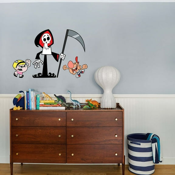 The Grim Adventures of Billy and Mandy Playful Wall Art Decal Vinyl Sticker Home Decor Sticker Vinyl Mural Baby Kids Room Bedroom Nursery Kindergarten School House Design Peel and Stick 20x12 inch