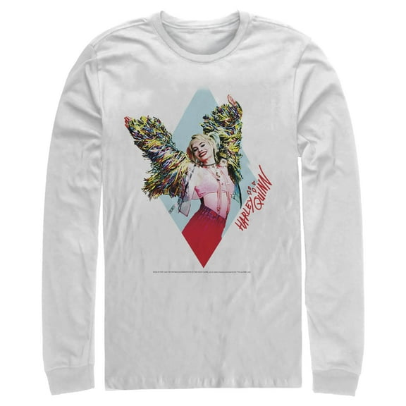 Men's Birds of Prey Harley Quinn Mayhem Long Sleeve Shirt White Large
