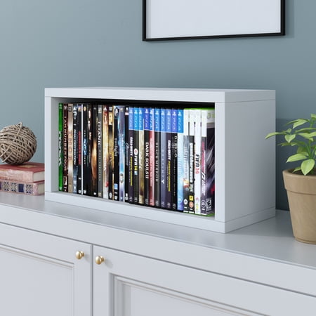 UPC: 0819767012597 | Way Basics Media Storage Rack Shelf Organizer Holds 30 PS5 Games DVDs Blu-Rays  White