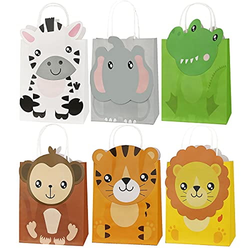 100 Childrens Kids Safari Animal Carry Food Birthday Party Bag Meal Boxes 