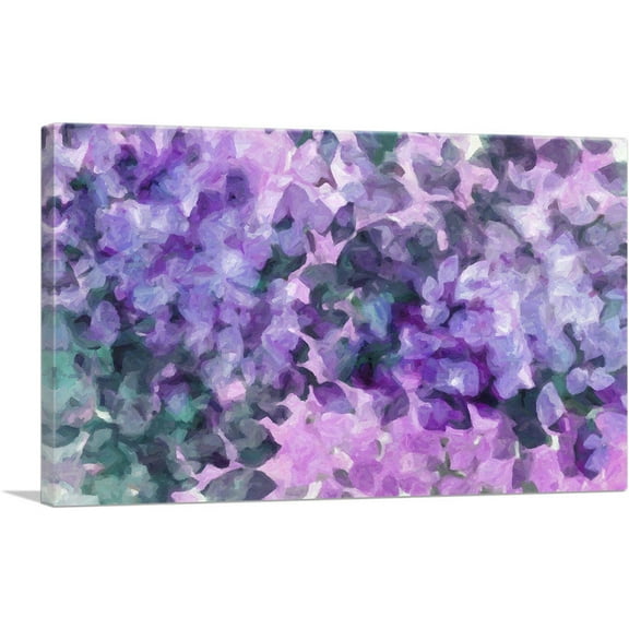 ARTCANVAS Purple Violet Green Petals Modern Canvas Art Print - Size: 26" x 18" (0.75" Deep)
