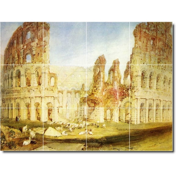 Ceramic Tile Mural-Joseph Turner Historical 30. 17" w x 12.75" h using (12) 4.25 x 4.25 ceramic tiles