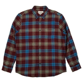 St. Johns Bay Mens Red Blue Plaid Long Sleeve Button-Down Flannel